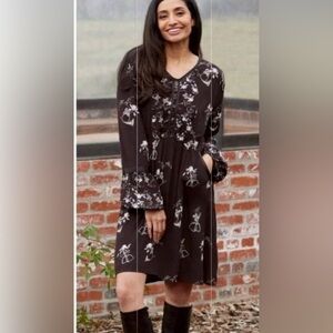 EQL‎ Kerrits Gwenyth Ecovero Tunic dress western Floral Long Sleeve Dress